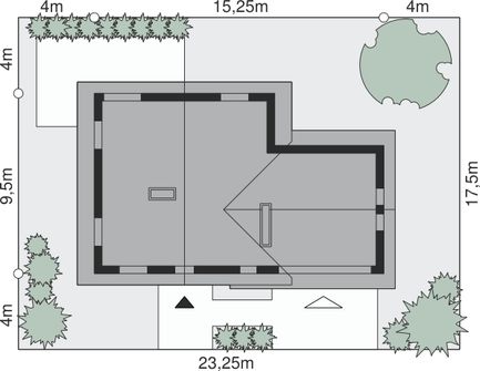 Projekt domu przy Cyprysowej 18 (KRK1238) - rzut działki