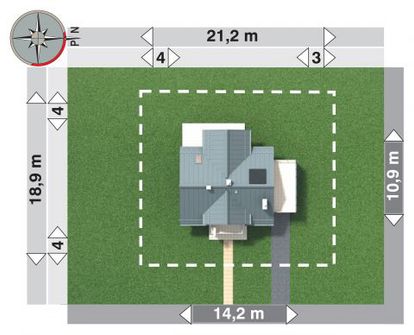 Projekt domu Azuryt (973) (KRD1684) - rzut działki