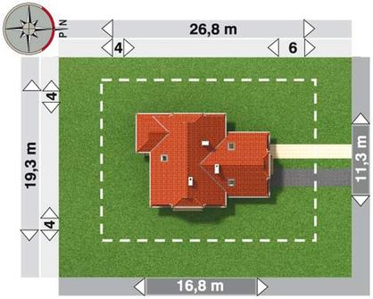 Projekt domu Saga - murowana – ceramika (KRD1566) - rzut działki