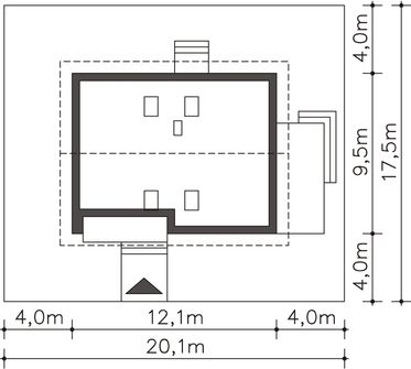 Projekt domu Tivoli II DCP305a (WOB1548) - rzut działki