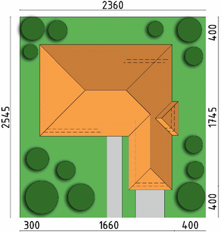 Projekt domu D152B (WAI1290) - rzut działki