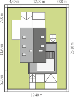 Projekt domu E13 II G1 economic (WRC2490) - rzut działki