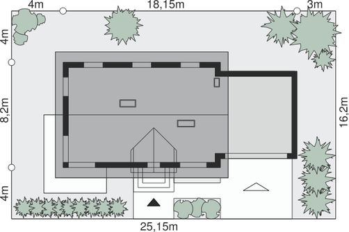 Projekt domu przy Alabastrowej 25 (KRK1379) - rzut działki