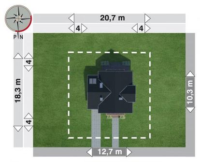 Projekt domu Koliba Astro (1423) (KRD2600) - rzut działki