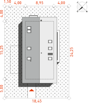 Projekt domu Współczesny 2 (WAW1059) - rzut działki