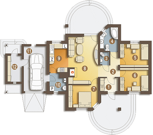Parter projektu Kuropatwa z garażem 1-st. [A]