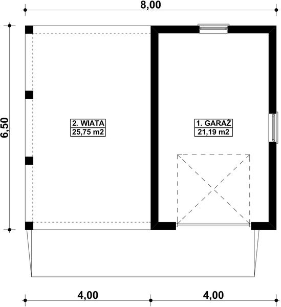 Parter projektu G20 - Budynek garażowy z wiatą