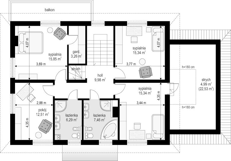 Piętro 1 projektu Willowy