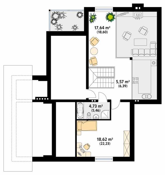 Projekt domu Lara 4 - rzut poddasza, dom liczy 3 pokoje, 3 łazienki i wc