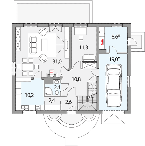 Parter projektu Tymek C garaż SK