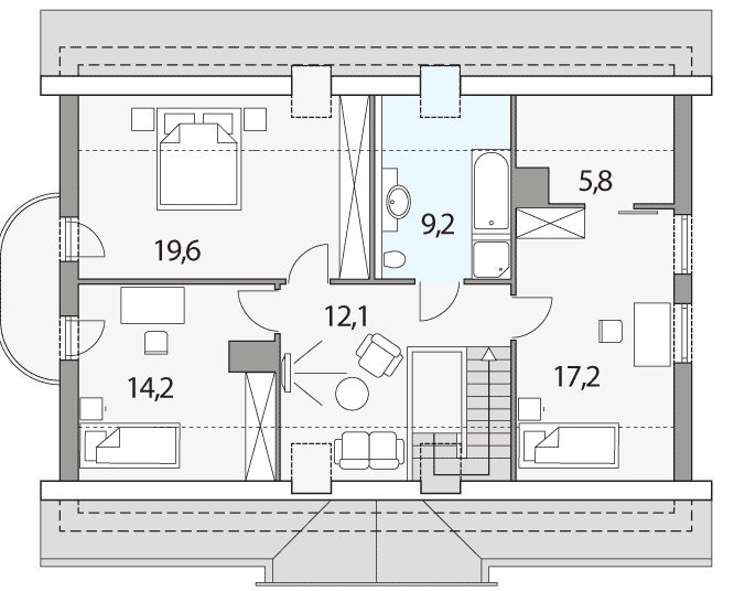 Poddasze projektu Tymek C garaż SK