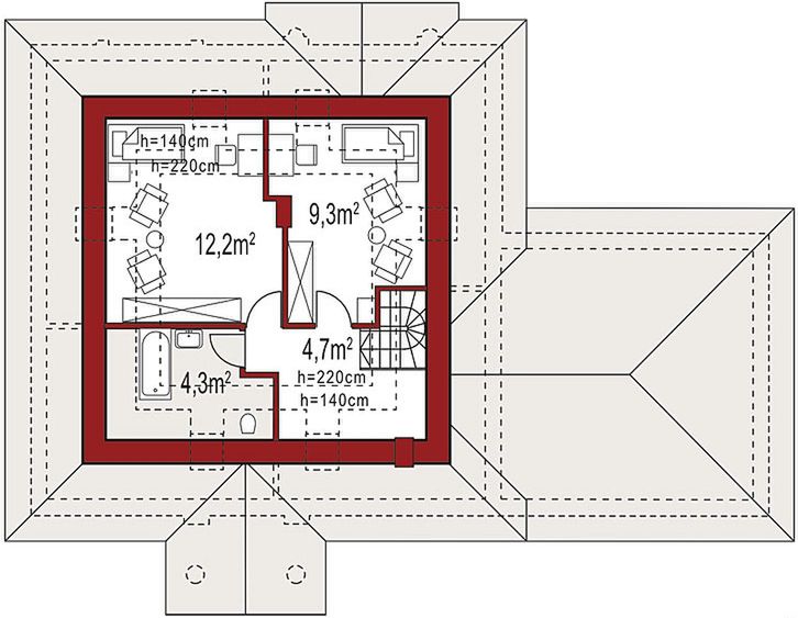 Poddasze projektu Bell 1C