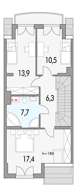 Poddasze projektu Hubert 1 - segment s