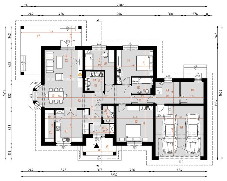 Parter projektu D172 - Zbigniew z garażem