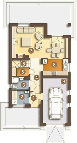 Parter projektu Greta III trend z garażem 1-st. [A]