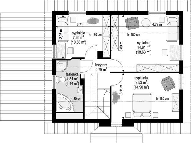 Poddasze projektu Bajkowy wariant B