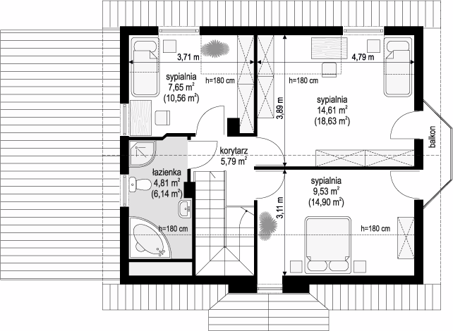 Poddasze projektu Bajkowy wariant C