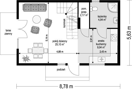 Parter projektu Sosenka drewniana wariant D