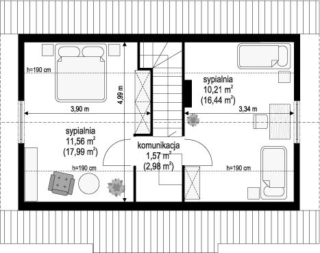 Poddasze projektu Sosenka drewniana wariant D
