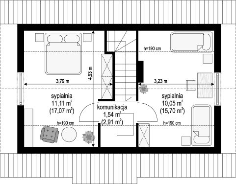 Poddasze projektu Sosenka wariant L