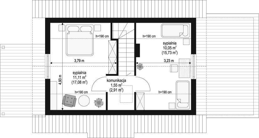 Poddasze projektu Sosenka wariant N