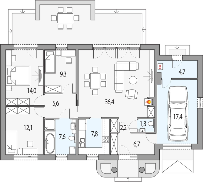 Parter projektu Emma 2A garaż