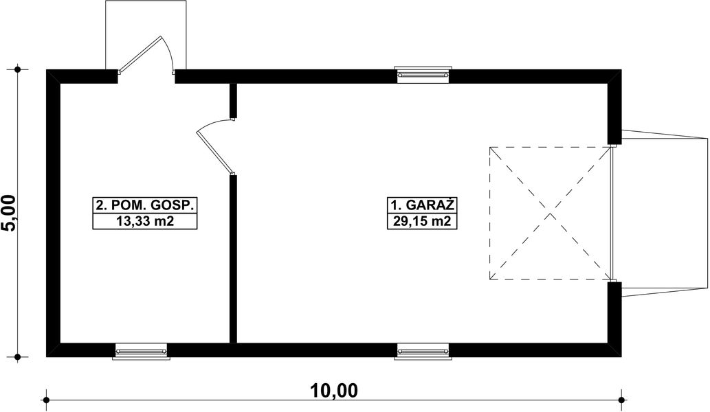 Parter projektu G93 - Budynek garażowo - gospodarczy