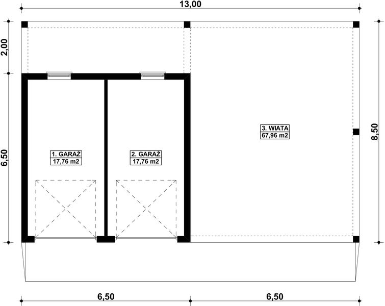 Parter projektu G94 - Budynek garażowy z wiatą