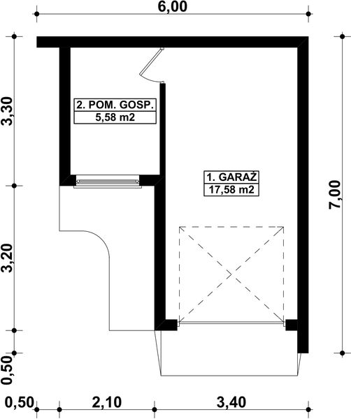 Parter projektu G100 - Budynek garażowo - gospodarczy