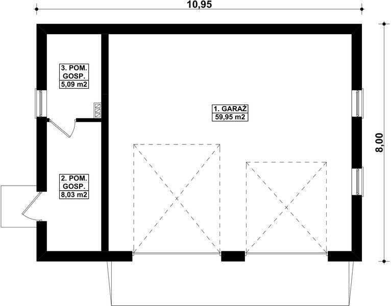 Parter projektu G104 - Budynek garażowo - gospodarczy