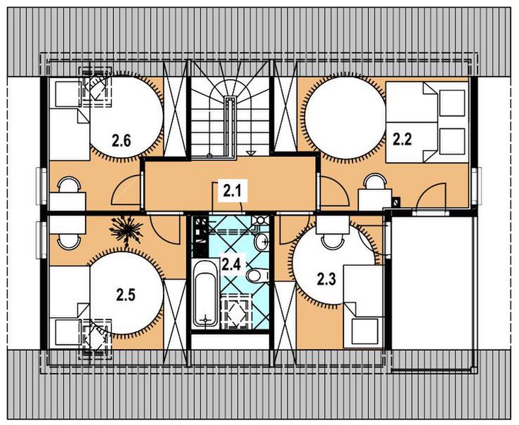 Poddasze projektu L-14 Dom krecia z bali