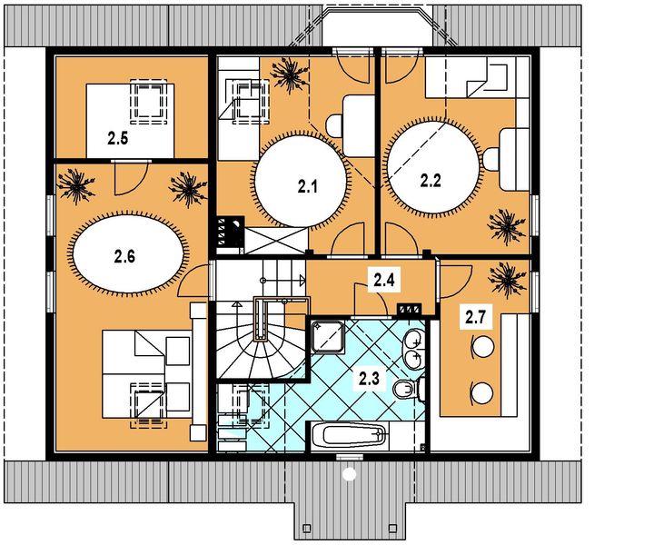Projekt domu L-17 Dom poznańska - szkieletowy - rzut poddasza, dom liczy 4 pokoje, 2 łazienki i wc