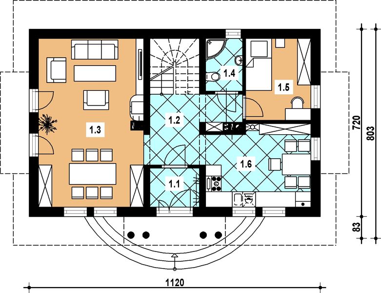 Parter projektu L-18 Dom wrzosowa murowany