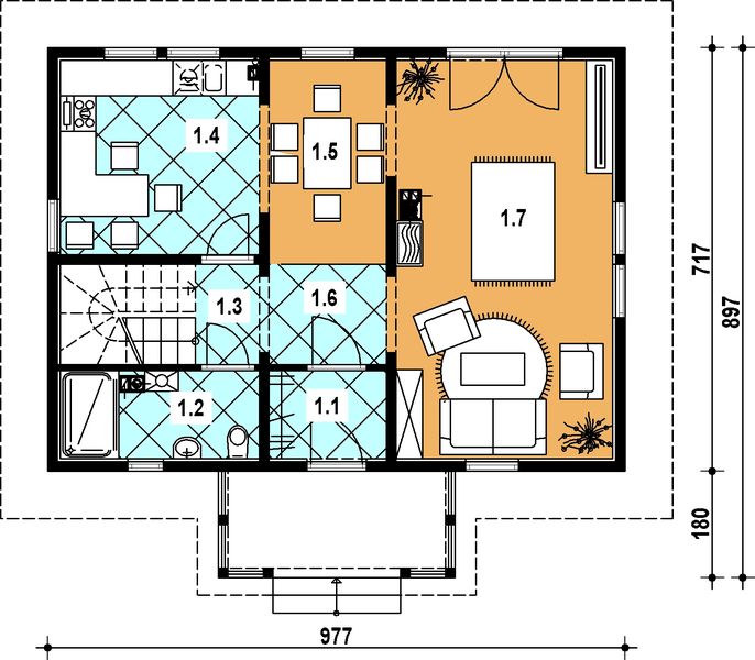 Parter projektu L-32 Dom ceglana z bali