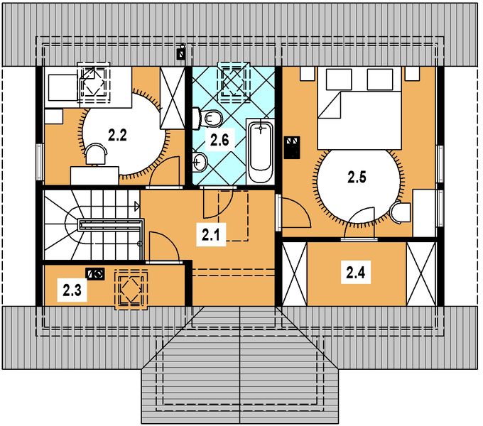 Poddasze projektu L-32 Dom ceglana z bali