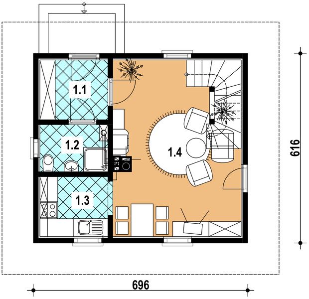 Parter projektu L-38 Dom nowa szkieletowy