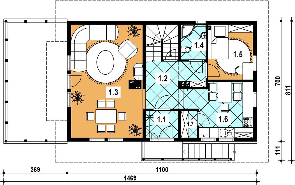 Parter projektu L-42 Dom cieszyńska szkieletowy