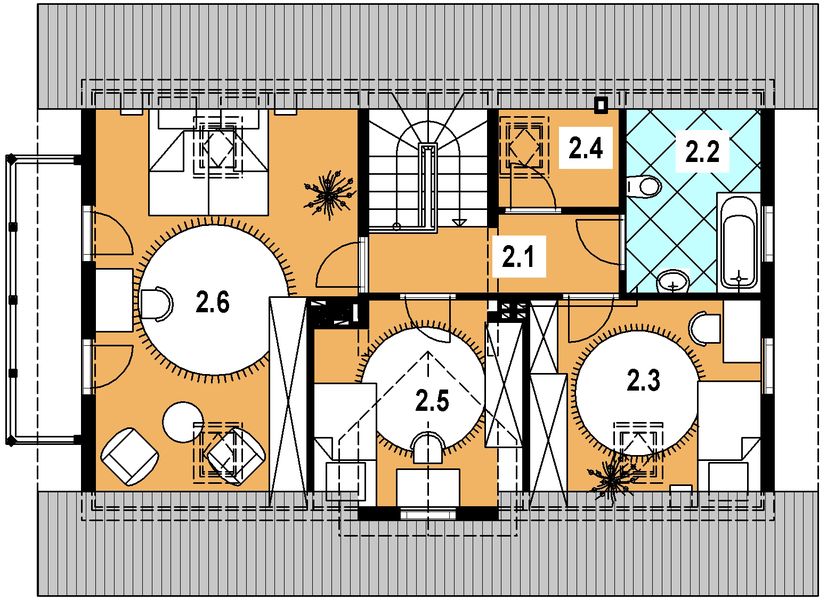 Poddasze projektu L-42 Dom cieszyńska z bali