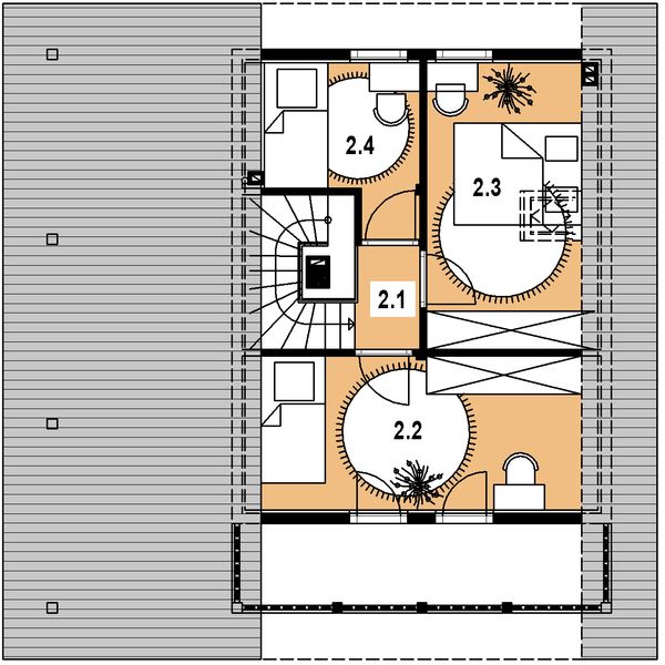 Poddasze projektu L-43 Dom ciemna szkieletowy