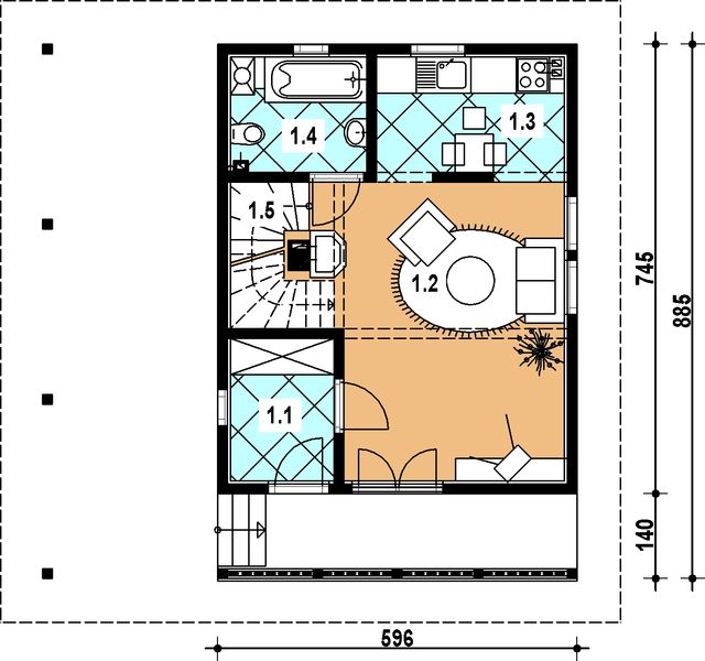Parter projektu L-43 Dom ciemna z bali