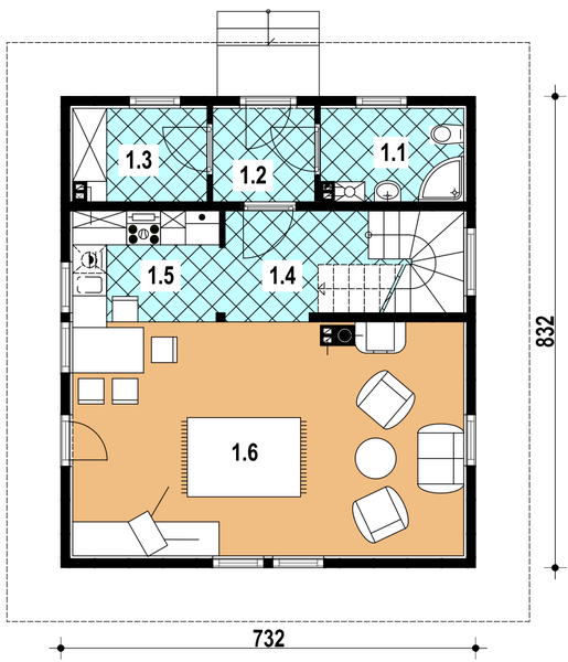 Parter projektu L-44 Dom biała szkieletowy
