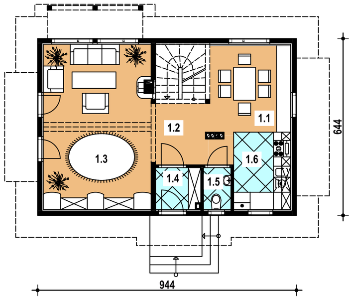 Parter projektu L-60 Dom letnia szkieletowy