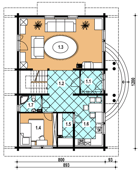 Parter projektu L-72 Dom wiosenna - szkieletowy