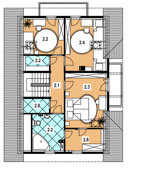 Poddasze projektu L-72 Dom wiosenna z bali