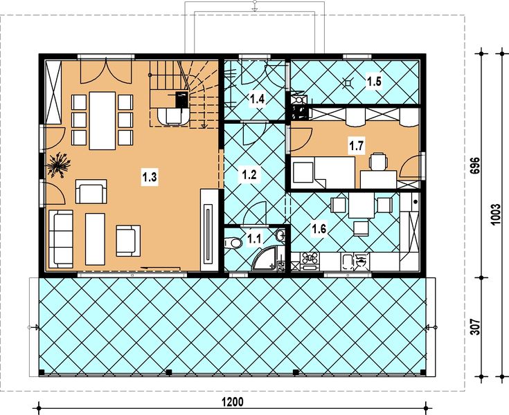 Parter projektu L-80 Dom jarzębinowa szkieletowy