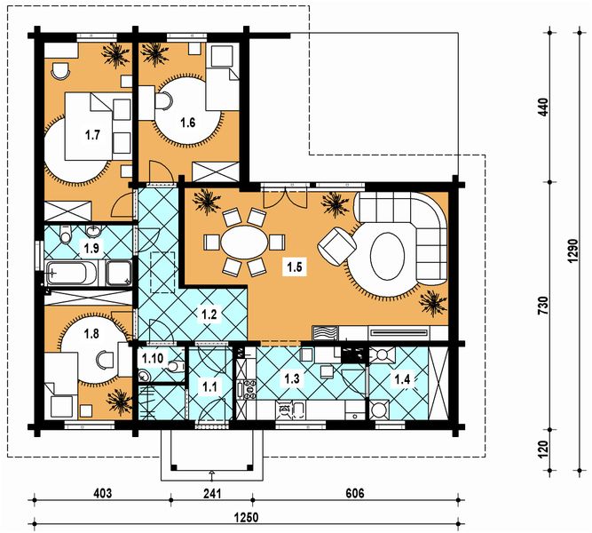 Parter projektu A-106 Dom browarna szkieletowy