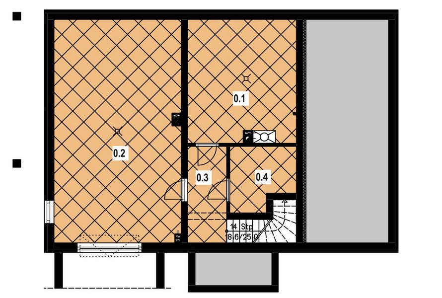 Piwnica projektu A-110 Dom kasztanowa szkieletowy