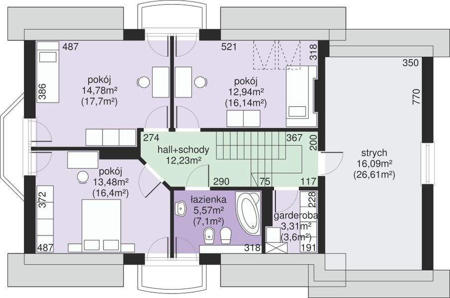 Poddasze projektu Dom przy Modrzewiowej 12