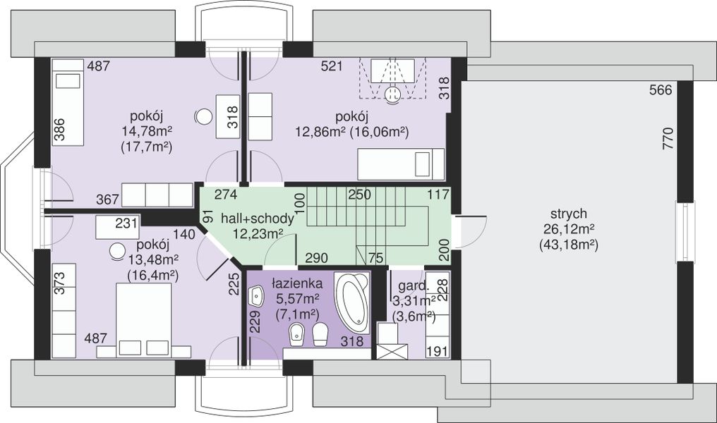 Poddasze projektu Dom przy Modrzewiowej 14