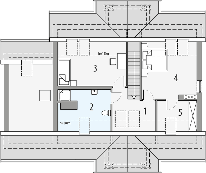 Poddasze projektu Wrzos 1a-1g